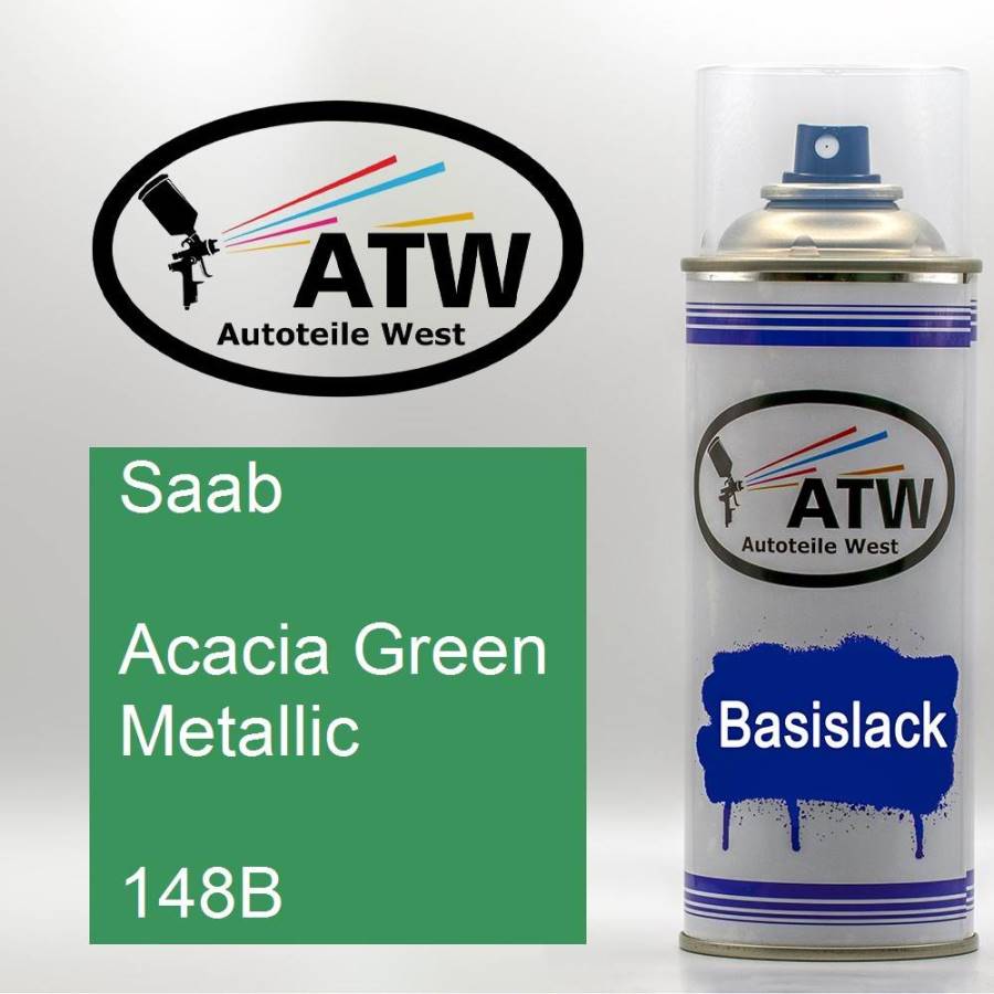 Saab, Acacia Green Metallic, 148B: 400ml Sprühdose, von ATW Autoteile West.